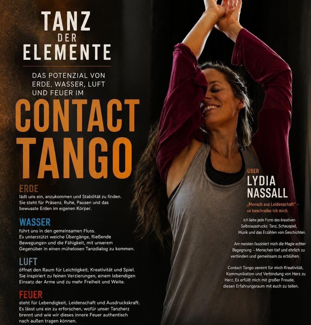 Lydia Nasall – Tanz der Elemente: Erde, Wasser, Luft und Feuer im Contact Tango.